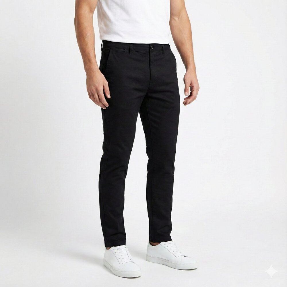 Zara Men's Skinny Fit Breathable Classic Black Trousers Pant